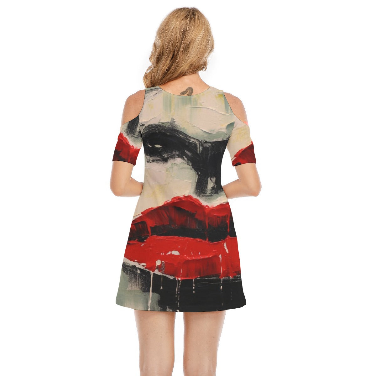 All-Over Print Women's Cold Shoulder Dress | 190GSM Cotton