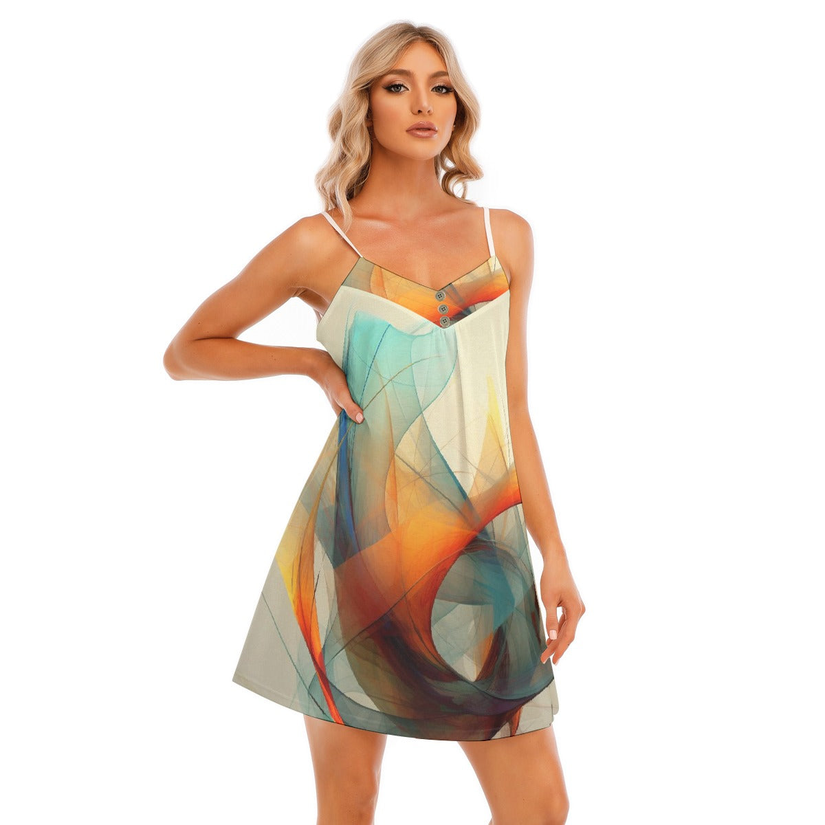 All-Over Print Women's V-neck Cami Dress