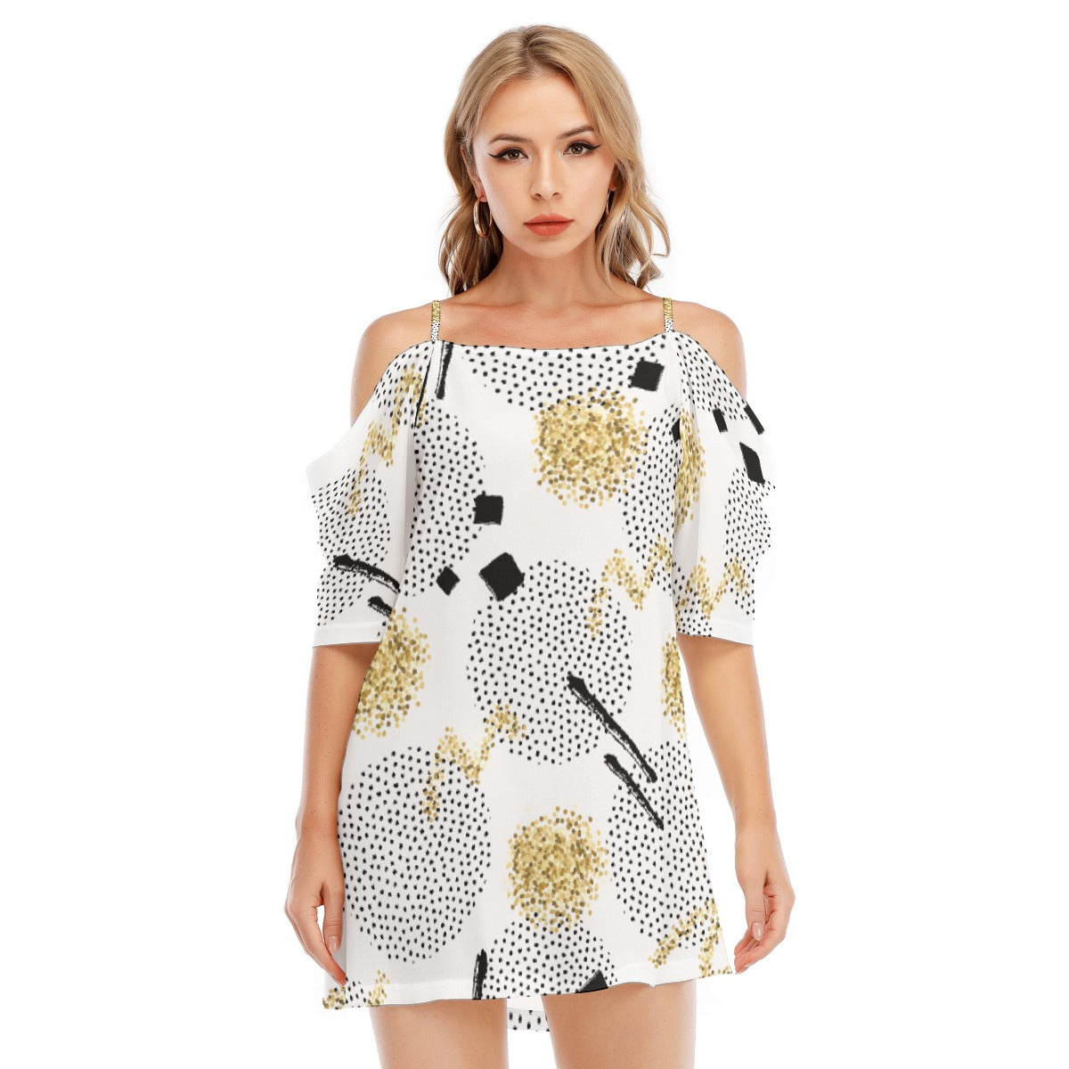 All-Over Print Women's Off-shoulder Cami Dress