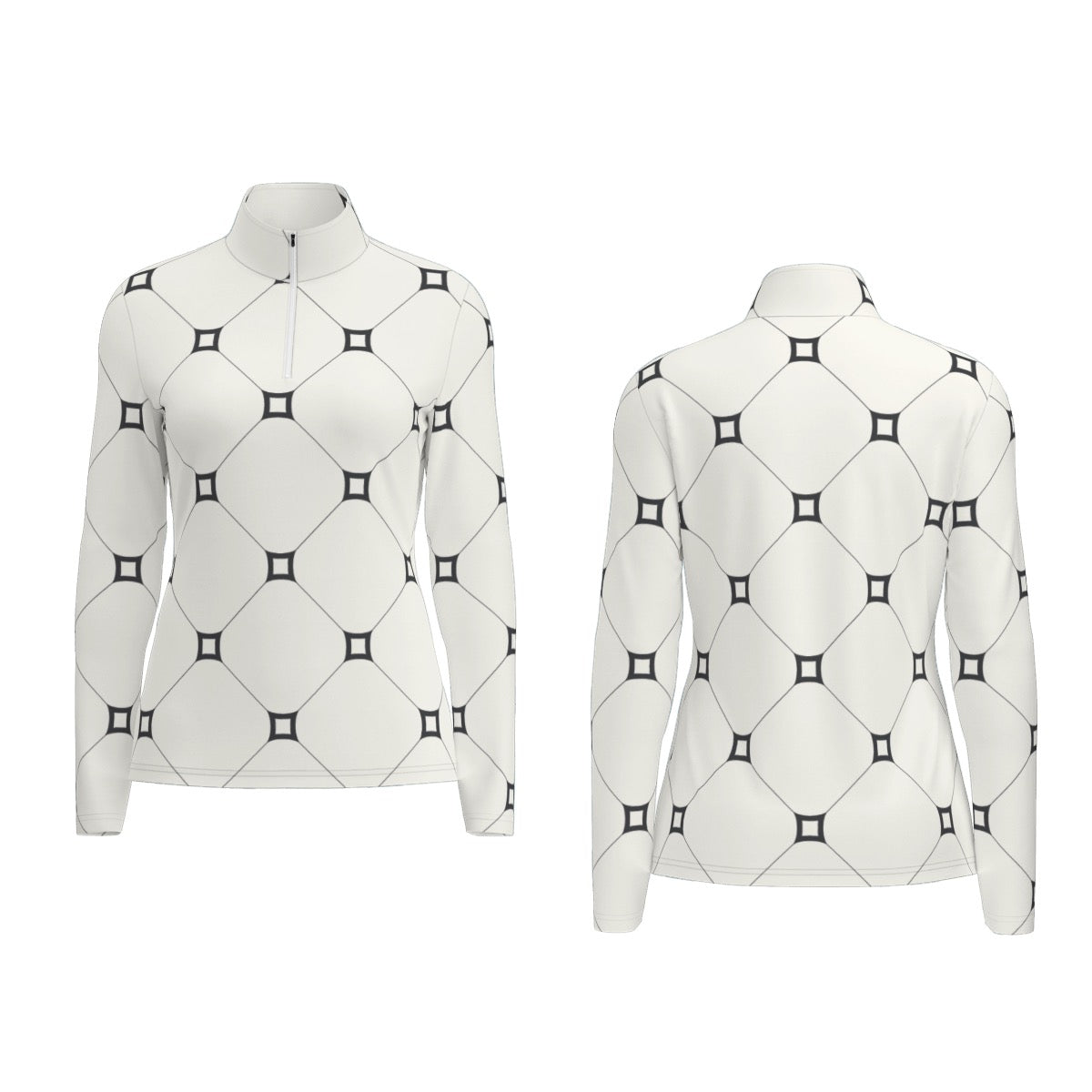 All-Over Print Women's Sports Collar Jersey With Long Sleeve