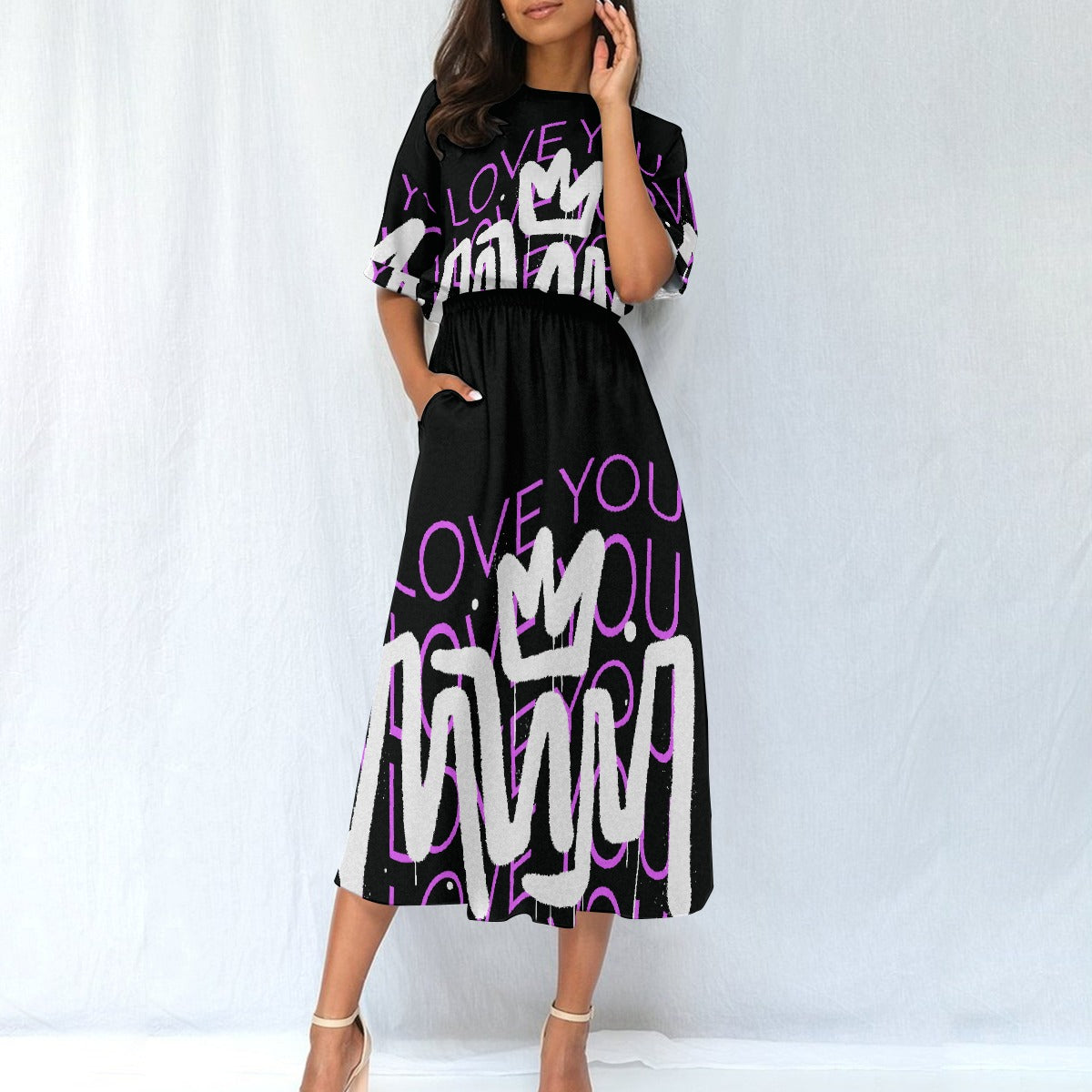 All-Over Print Women's Elastic Waist Dress