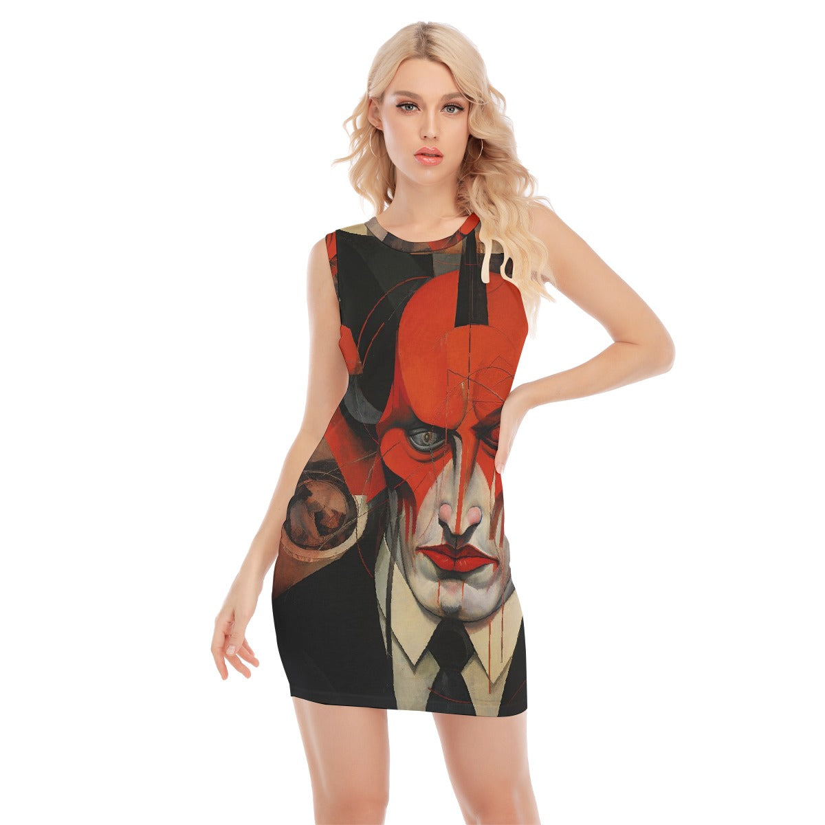 All-Over Print Women's O-neck Sleeveless Hip Skirt