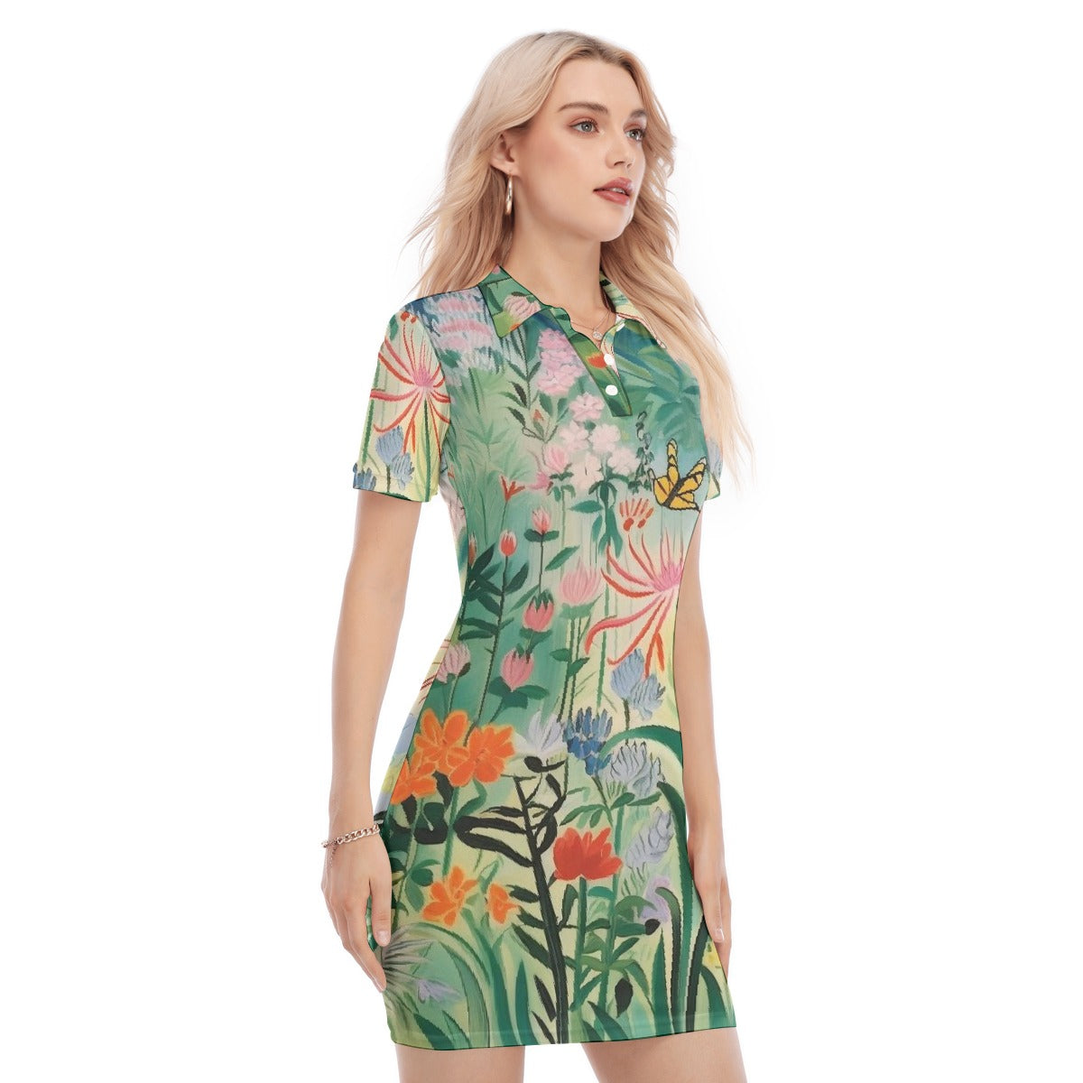 All-Over Print Women's Polo Collar Dress