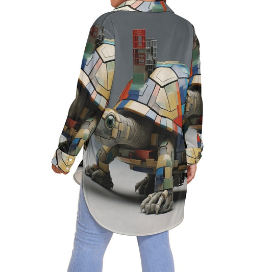 All-Over Print Women's Shirt With Long Sleeve(Plus Size)