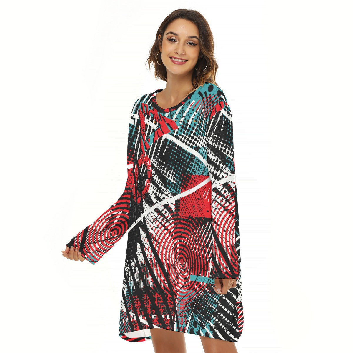 All-Over Print  Women's Loose Crew Neck Dress