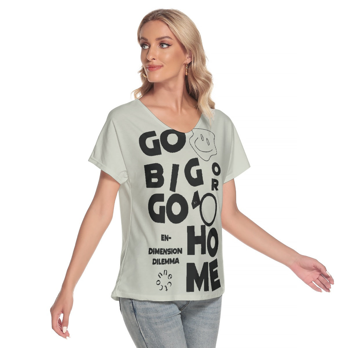 All-Over Print Women's Loose V-neck Short Sleeve T-shirt