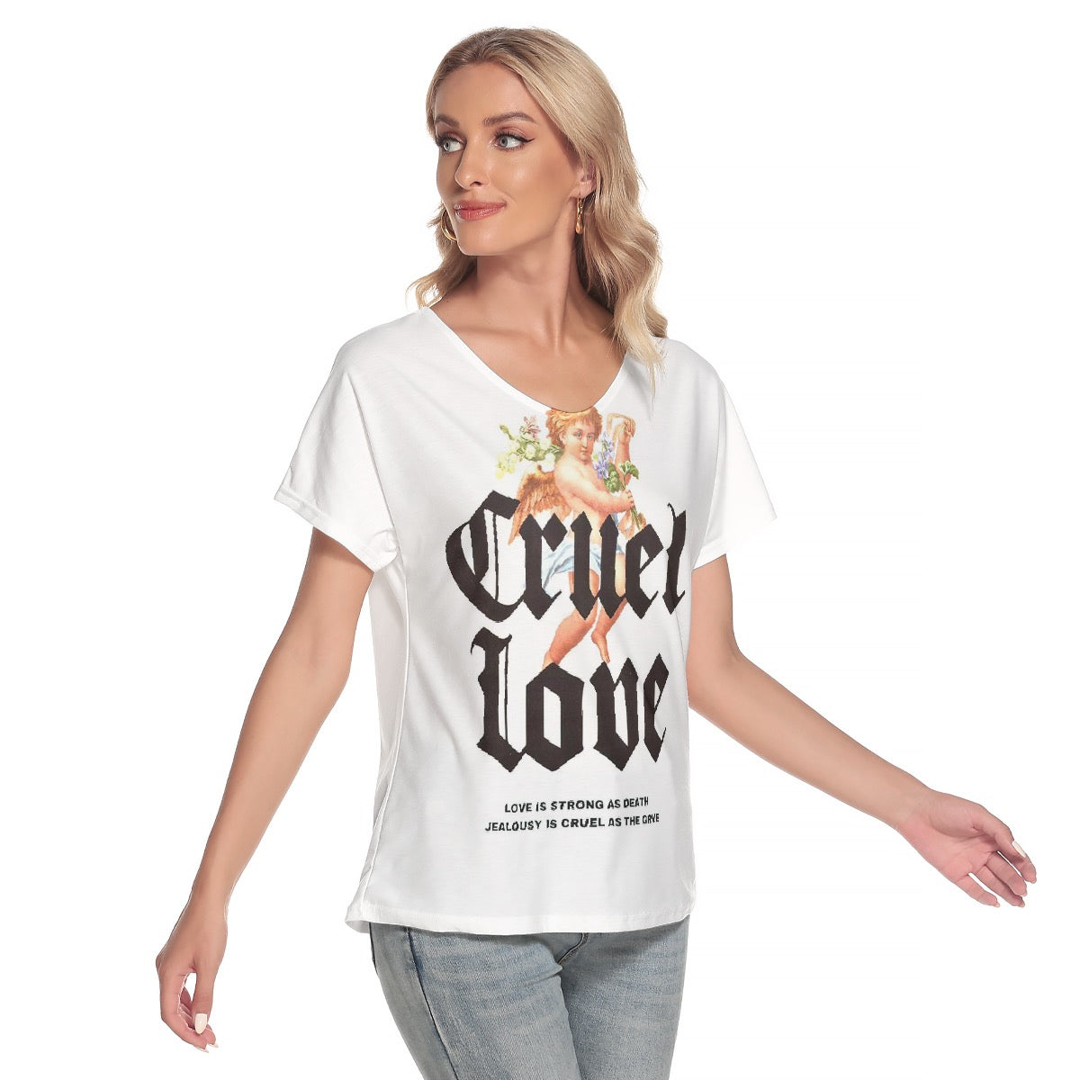 All-Over Print Women's Loose V-neck Short Sleeve T-shirt