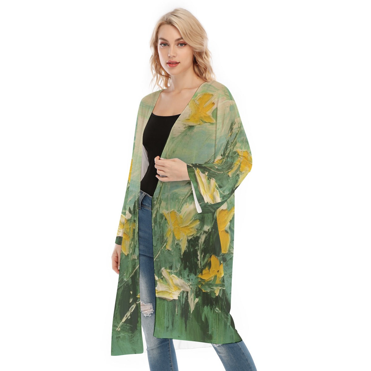 All- Over Print Women's Long Sleeve Mesh Cardigan