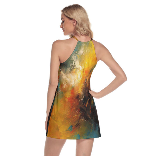 All-Over Print Women's Round Neck Above Knee Dress