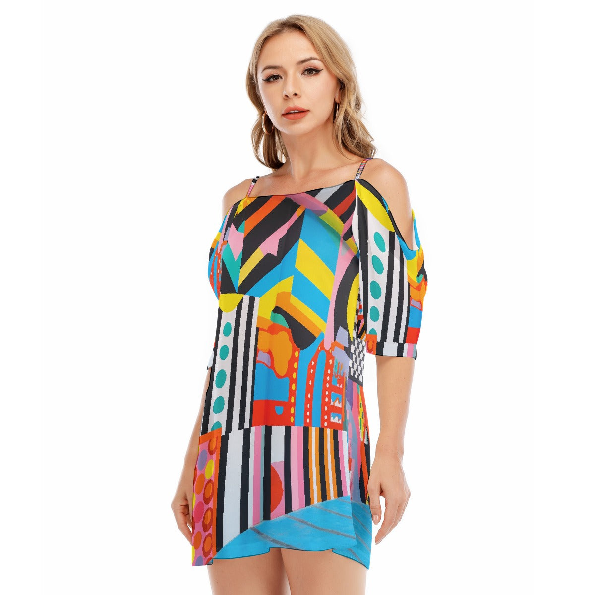 All-Over Print Women's Off-shoulder Cami Dress