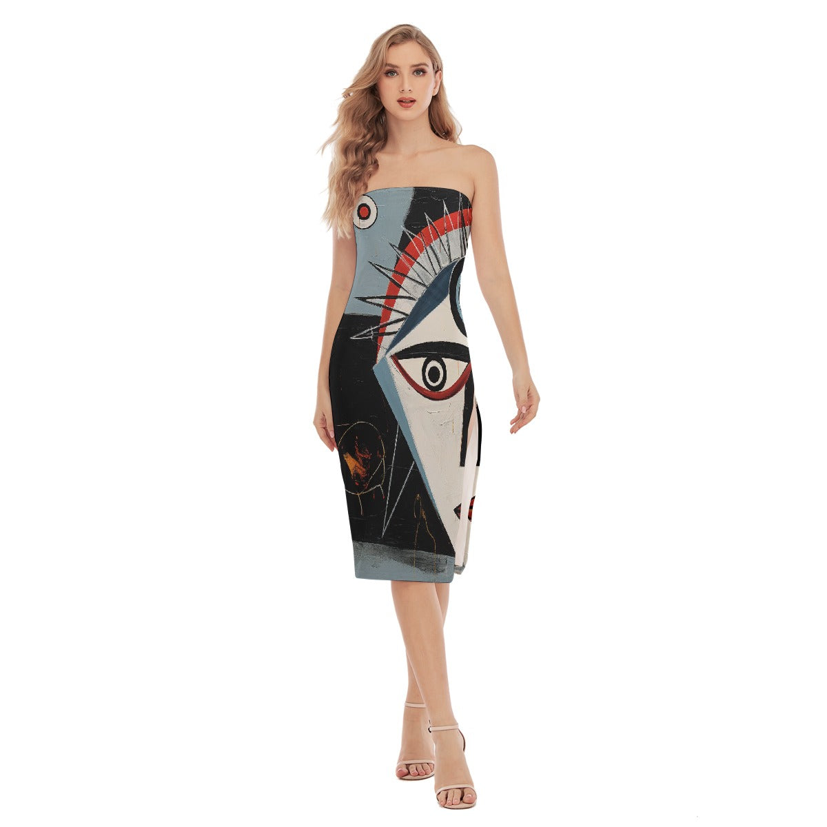 All-Over Print Women's Side Split Tube Top Dress