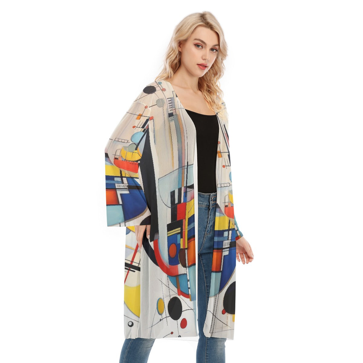 All- Over Print Women's Long Sleeve Mesh Cardigan