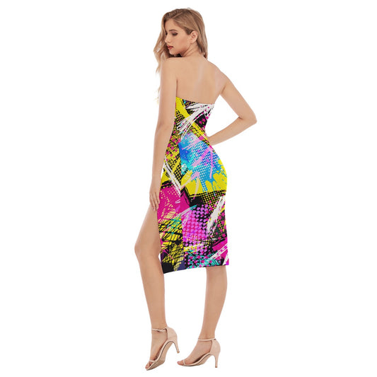 All-Over Print Women's Side Split Tube Top Dress