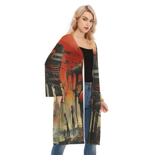 All- Over Print Women's Long Sleeve Mesh Cardigan