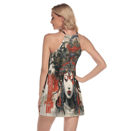 All-Over Print Women's Round Neck Above Knee Dress