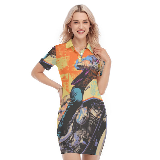 All-Over Print Women's Polo Collar Dress