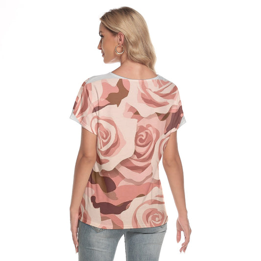 All-Over Print Women's Loose V-neck Short Sleeve T-shirt