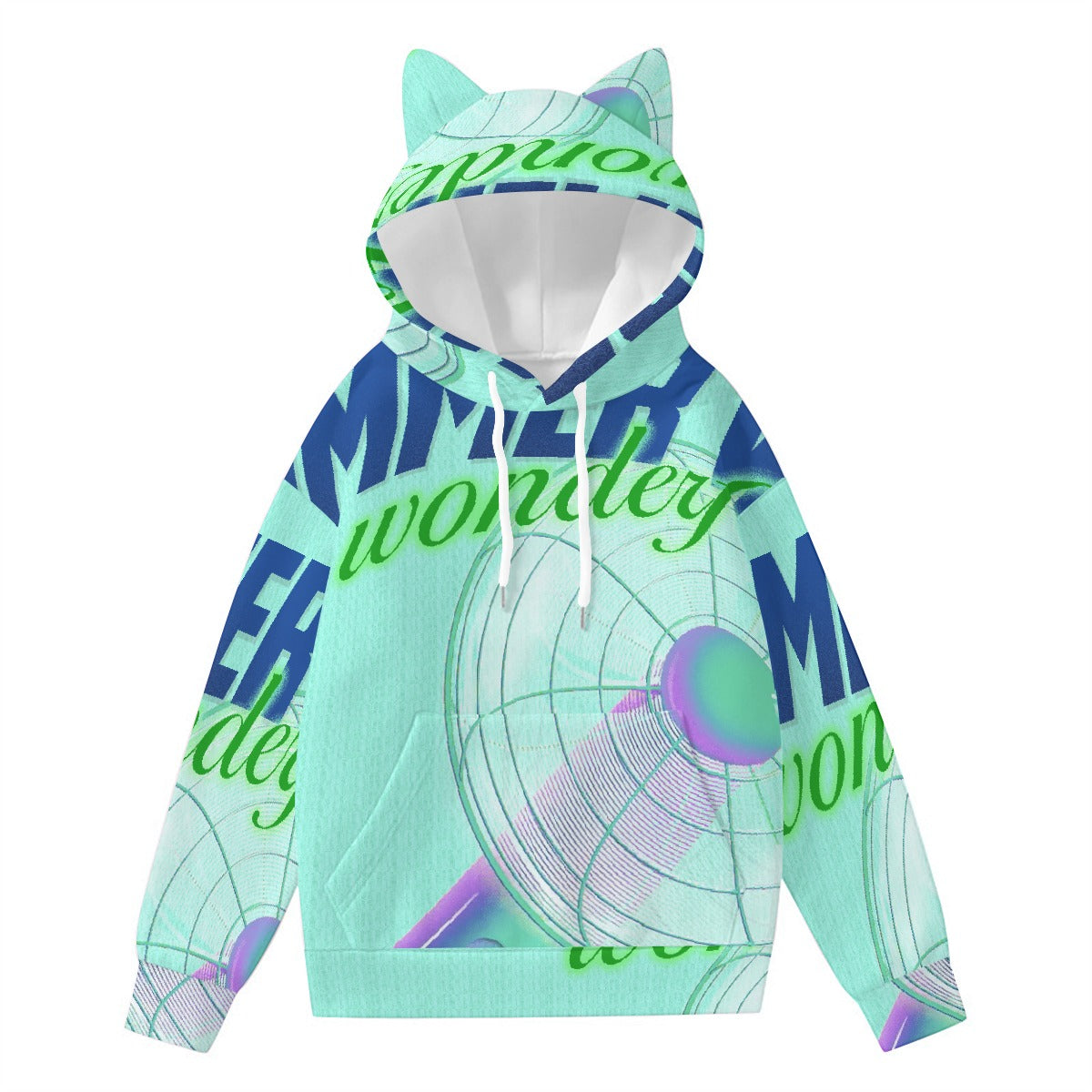 All-Over Print Women’s Hoodie With Decorative Ears