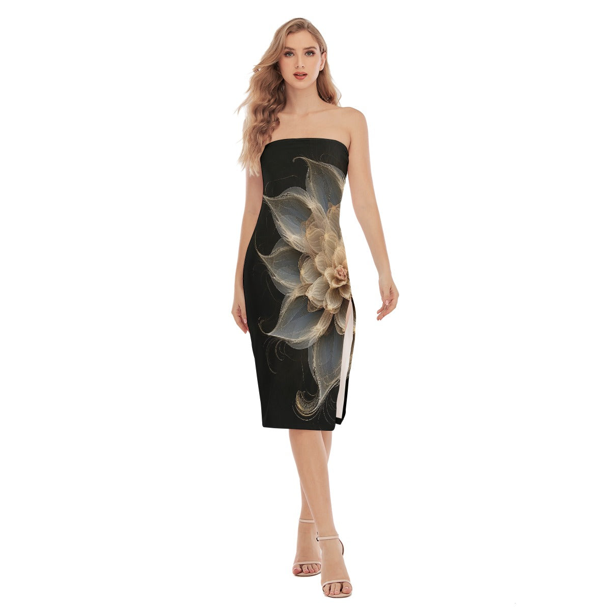 All-Over Print Women's Side Split Tube Top Dress