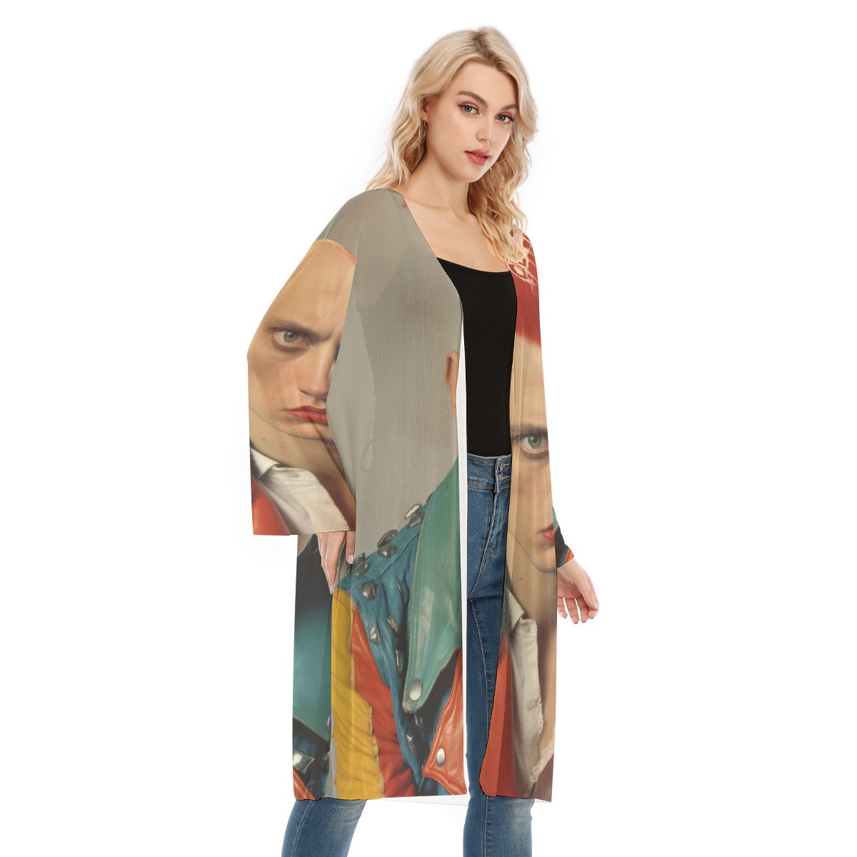 All- Over Print Women's Long Sleeve Mesh Cardigan