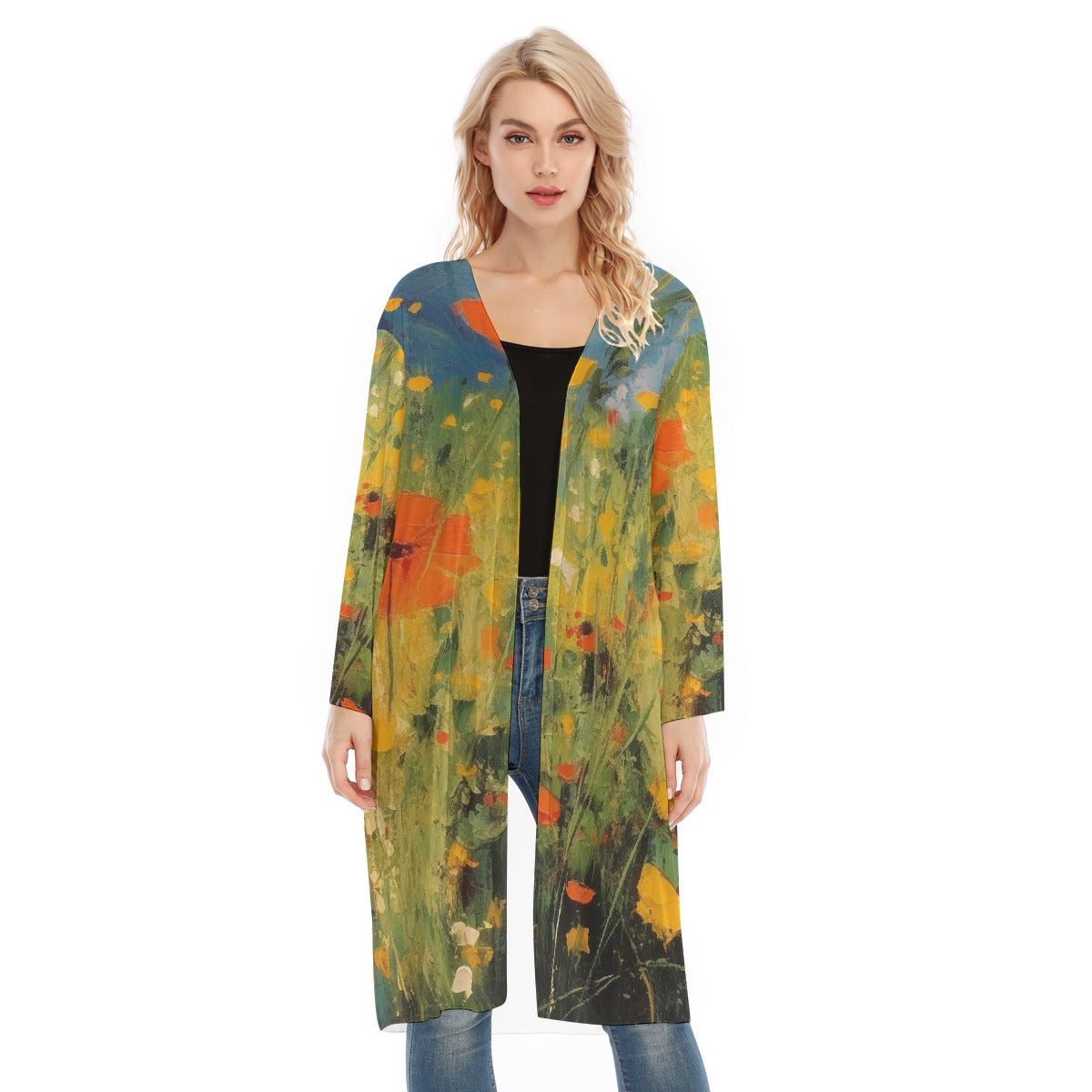 All- Over Print Women's Long Sleeve Mesh Cardigan