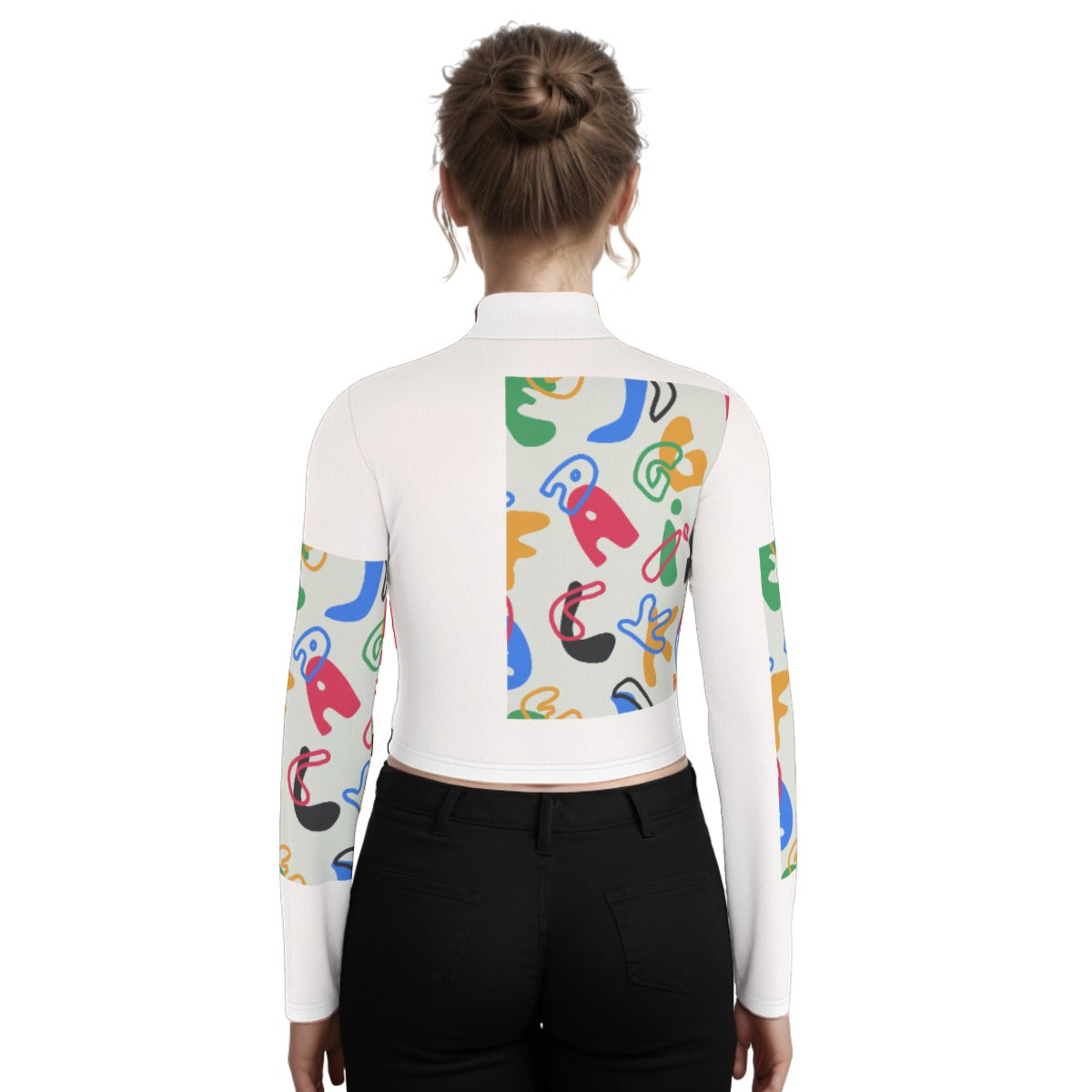 Eco-Friendly All-Over Print Women's Turtleneck T-shirt With Long Sleeve