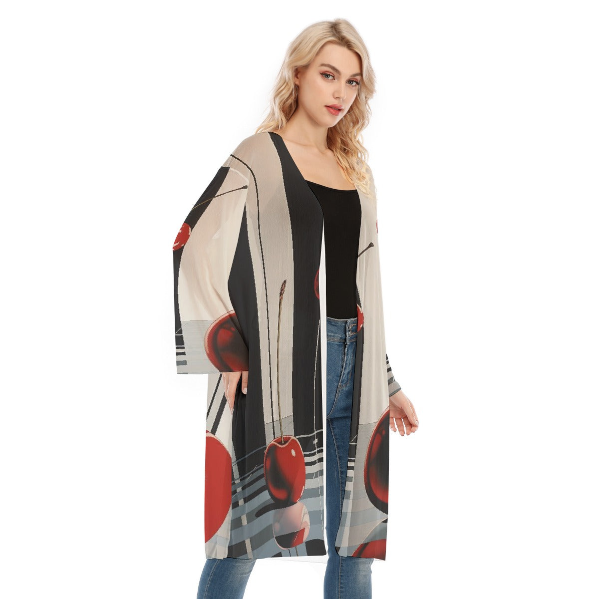 All- Over Print Women's Long Sleeve Mesh Cardigan