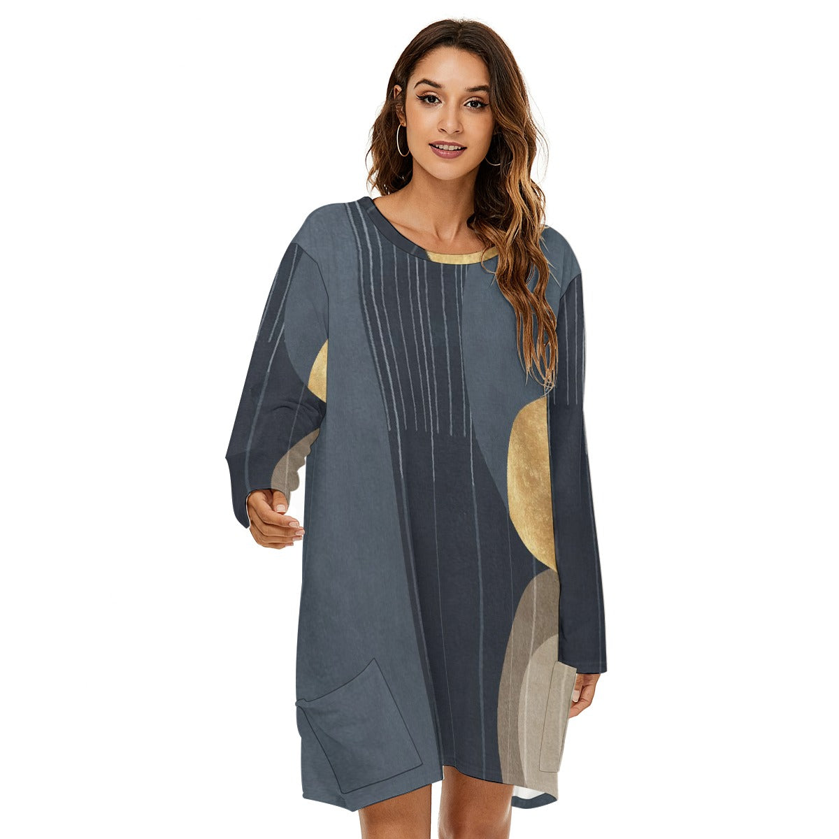 All-Over Print  Women's Loose Crew Neck Dress