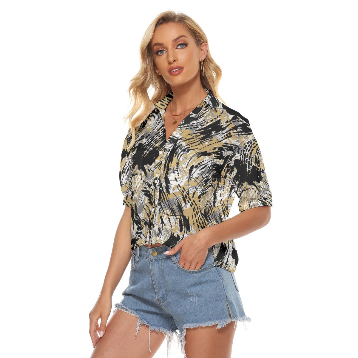 All-Over Print Women's V-neck Shirts