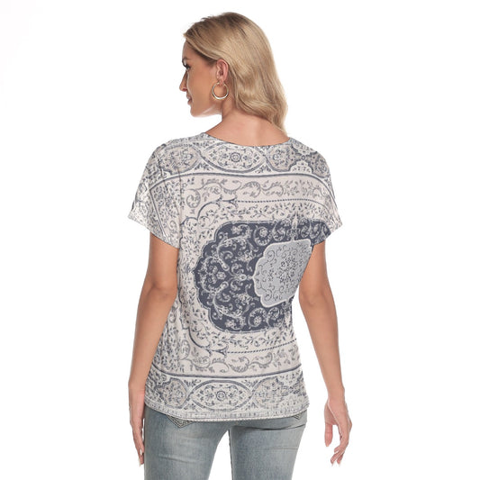 All-Over Print Women's Loose V-neck Short Sleeve T-shirt