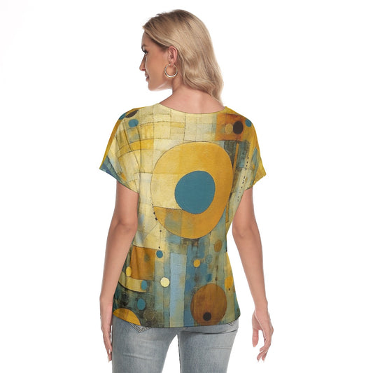 All-Over Print Women's Loose V-neck Short Sleeve T-shirt