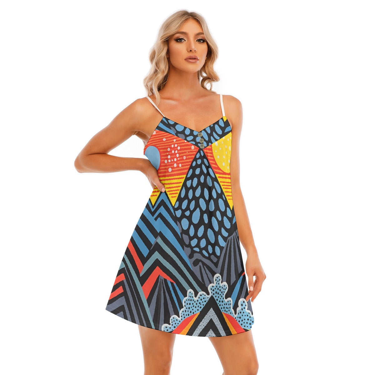 All-Over Print Women's V-neck Cami Dress