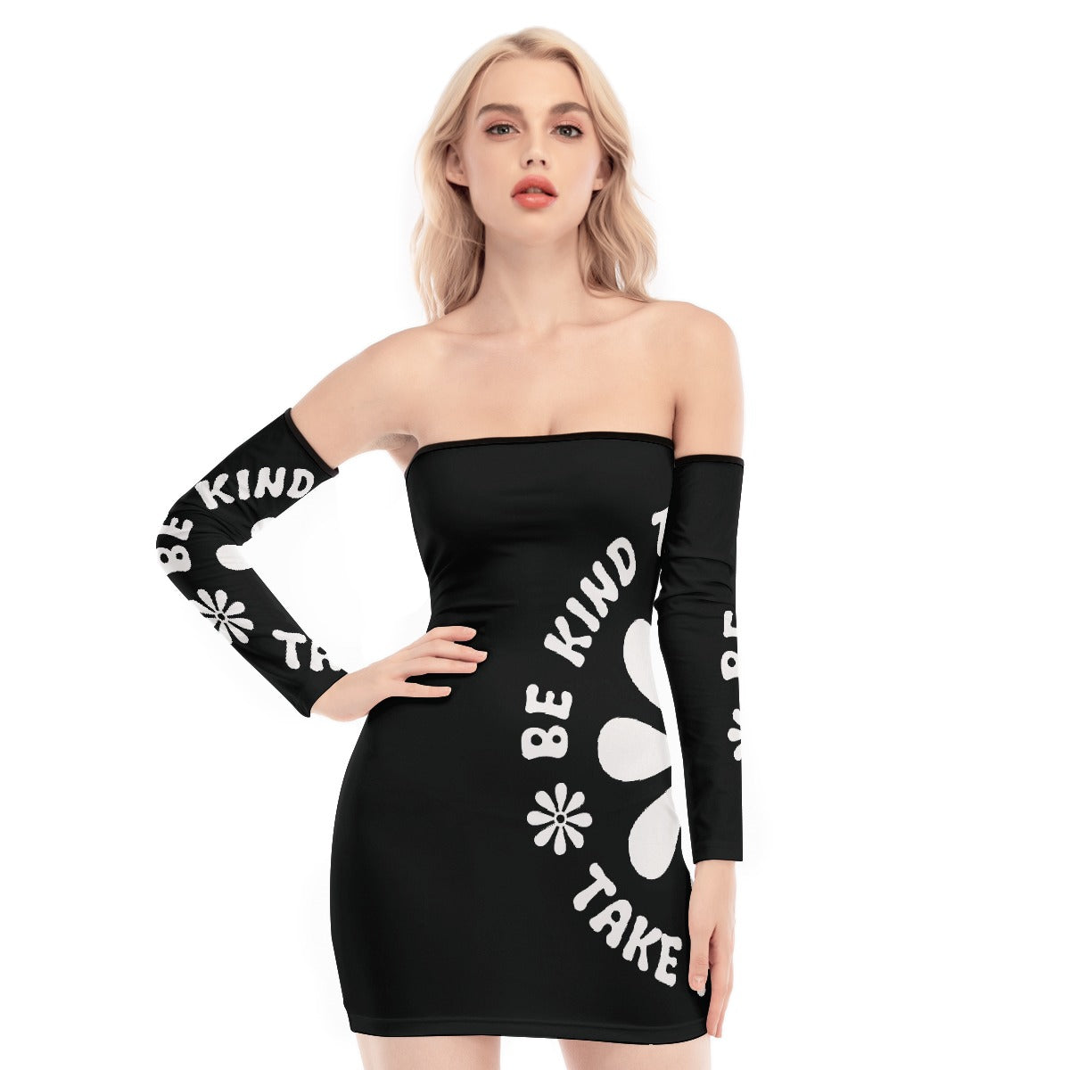 All-Over Print Women's Off-shoulder Back Lace-up Dress