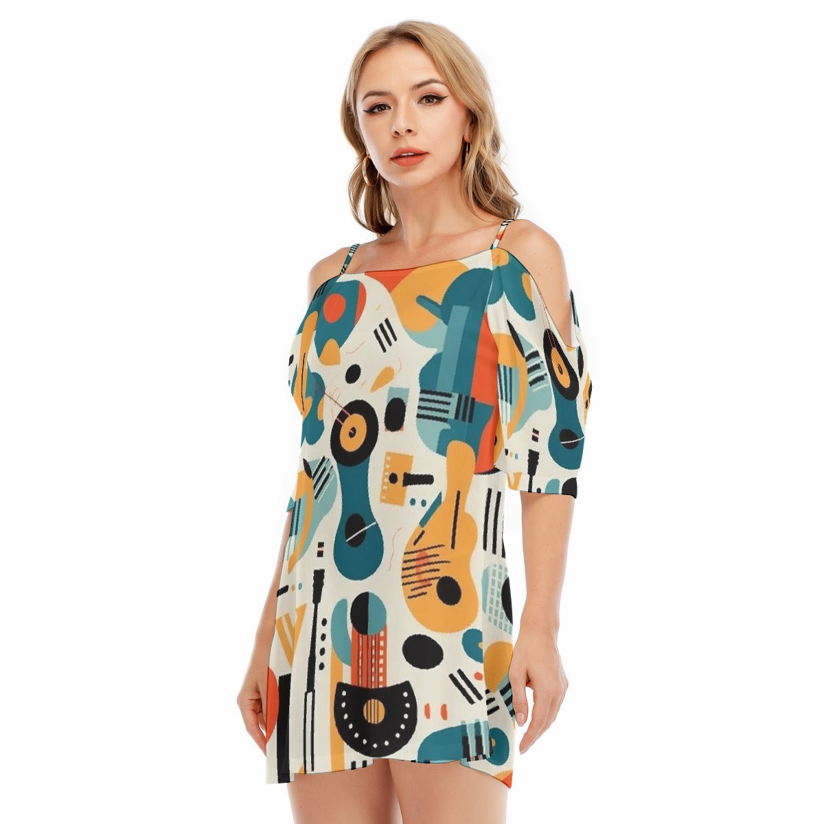 All-Over Print Women's Off-shoulder Cami Dress