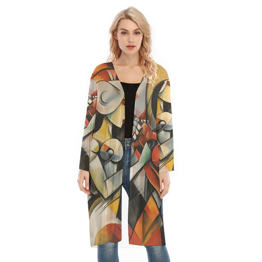 All- Over Print Women's Long Sleeve Mesh Cardigan