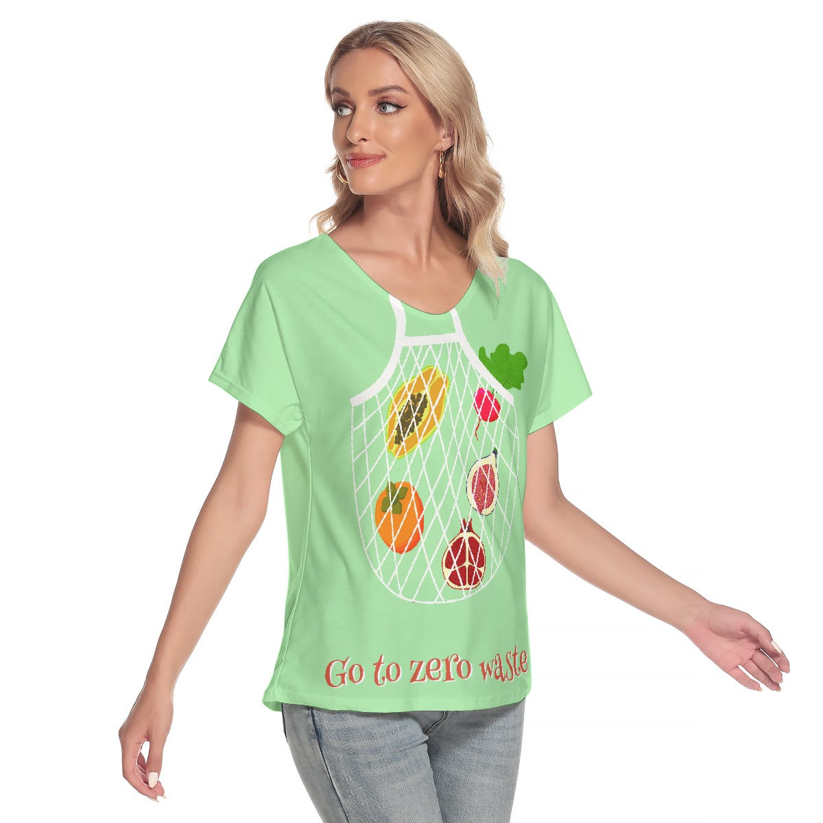 All-Over Print Women's Loose V-neck Short Sleeve T-shirt