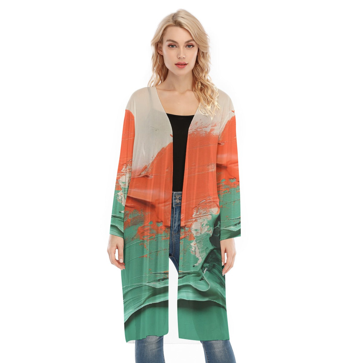 All- Over Print Women's Long Sleeve Mesh Cardigan