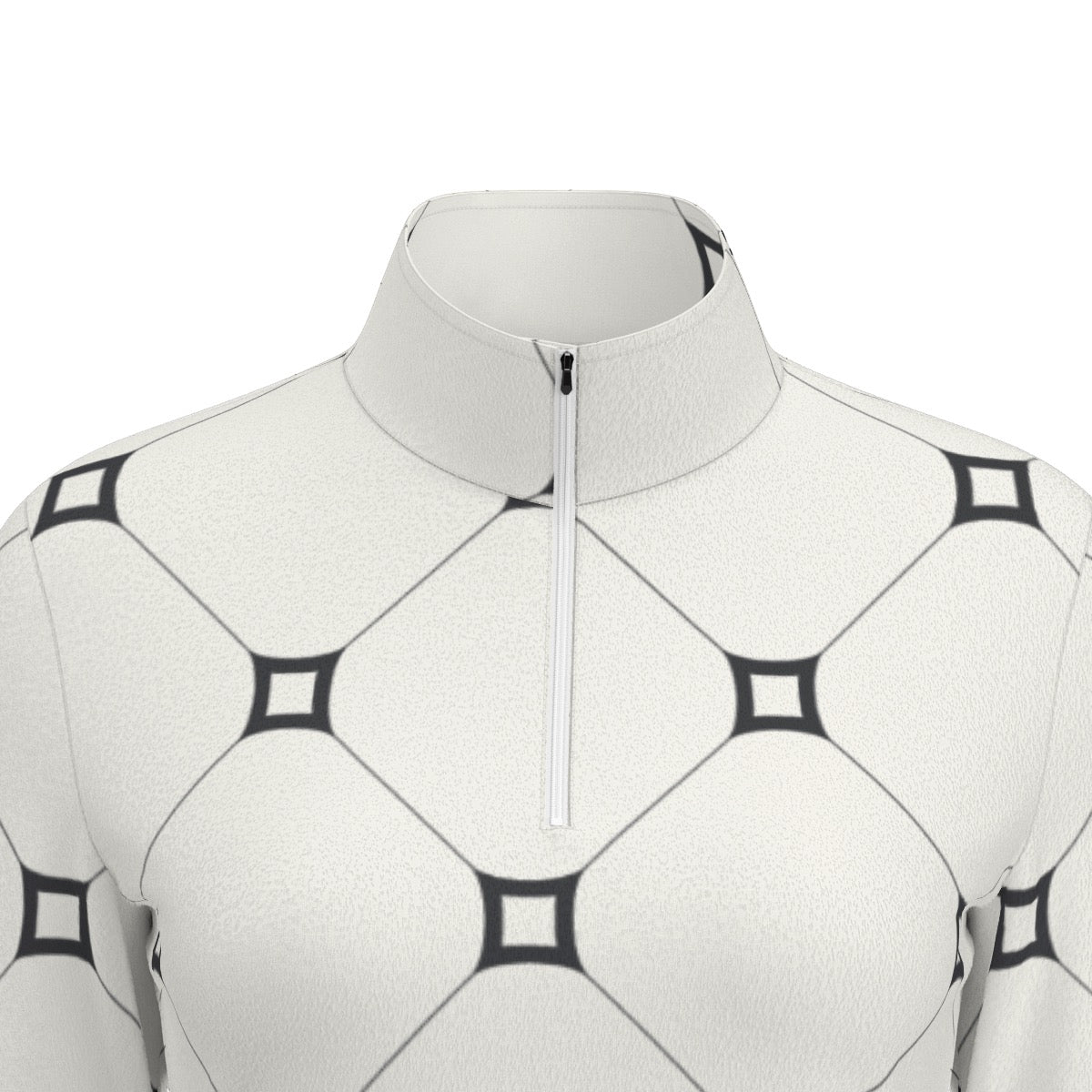 All-Over Print Women's Sports Collar Jersey With Long Sleeve