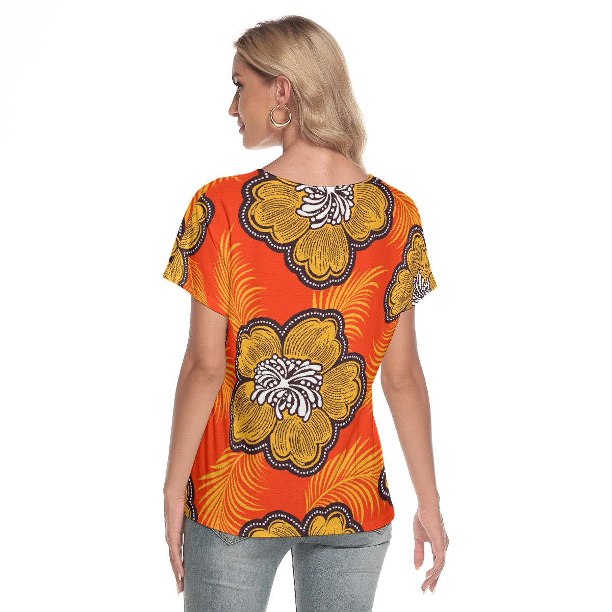 All-Over Print Women's Loose V-neck Short Sleeve T-shirt