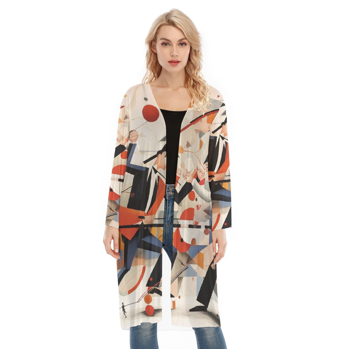 All- Over Print Women's Long Sleeve Mesh Cardigan