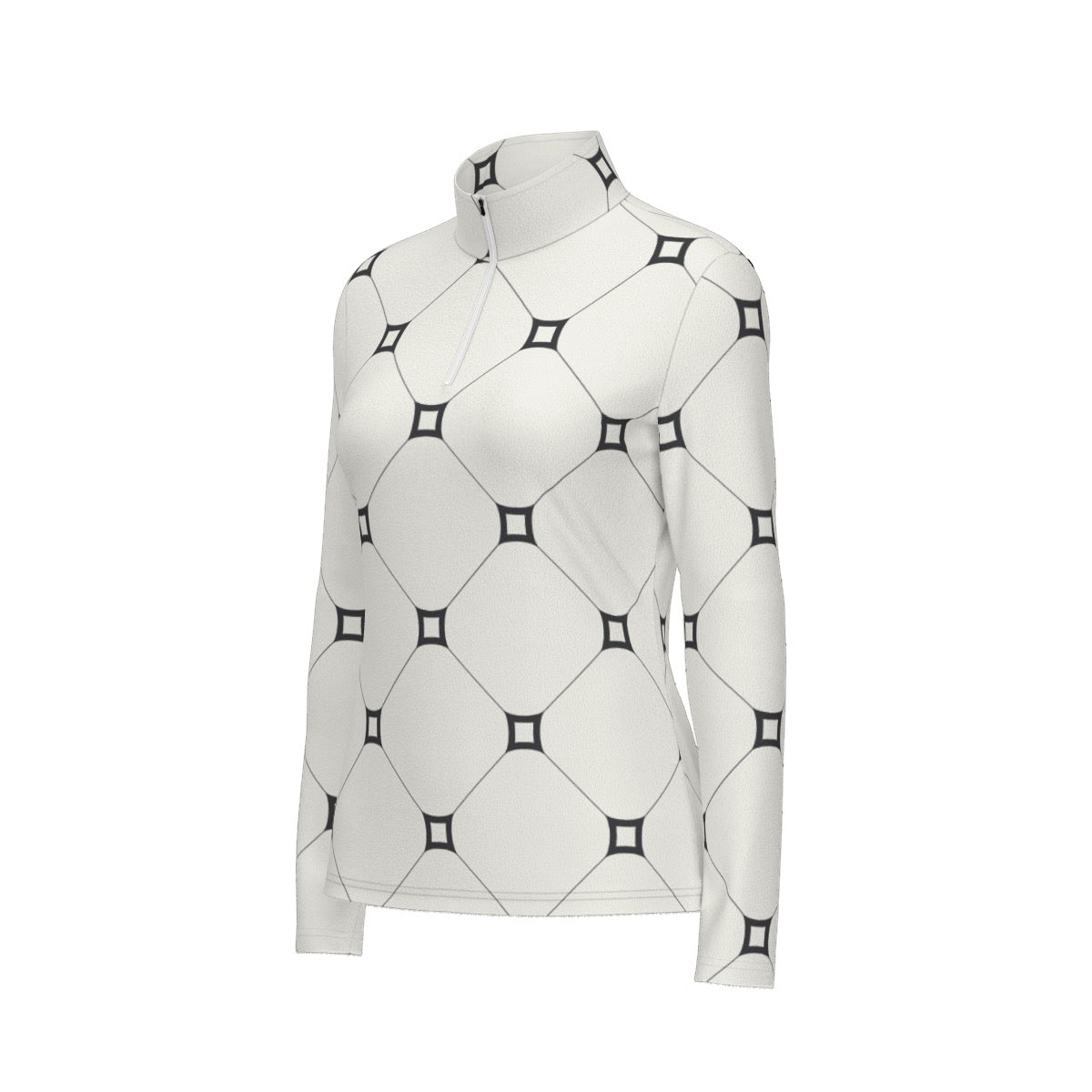 All-Over Print Women's Sports Collar Jersey With Long Sleeve