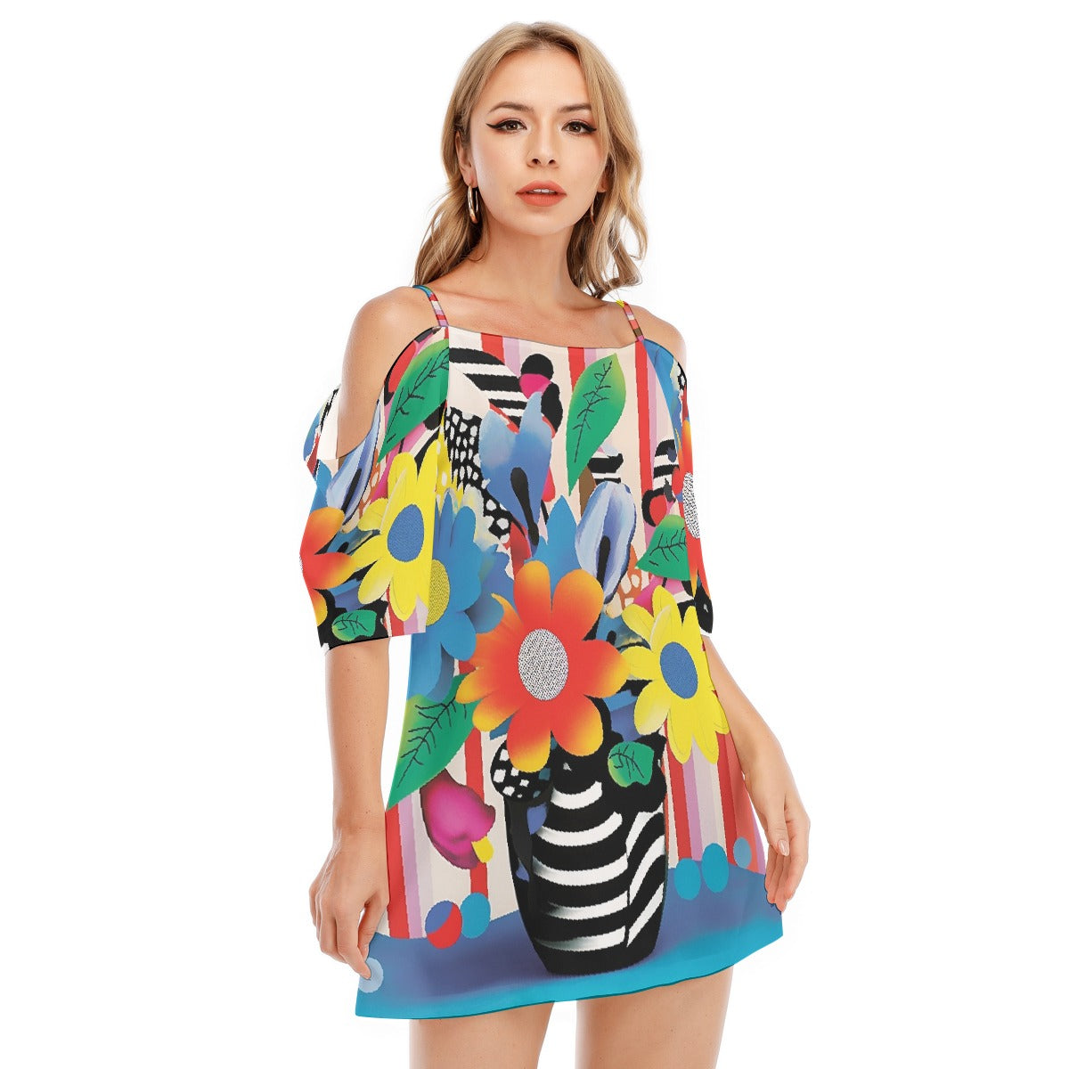 All-Over Print Women's Off-shoulder Cami Dress