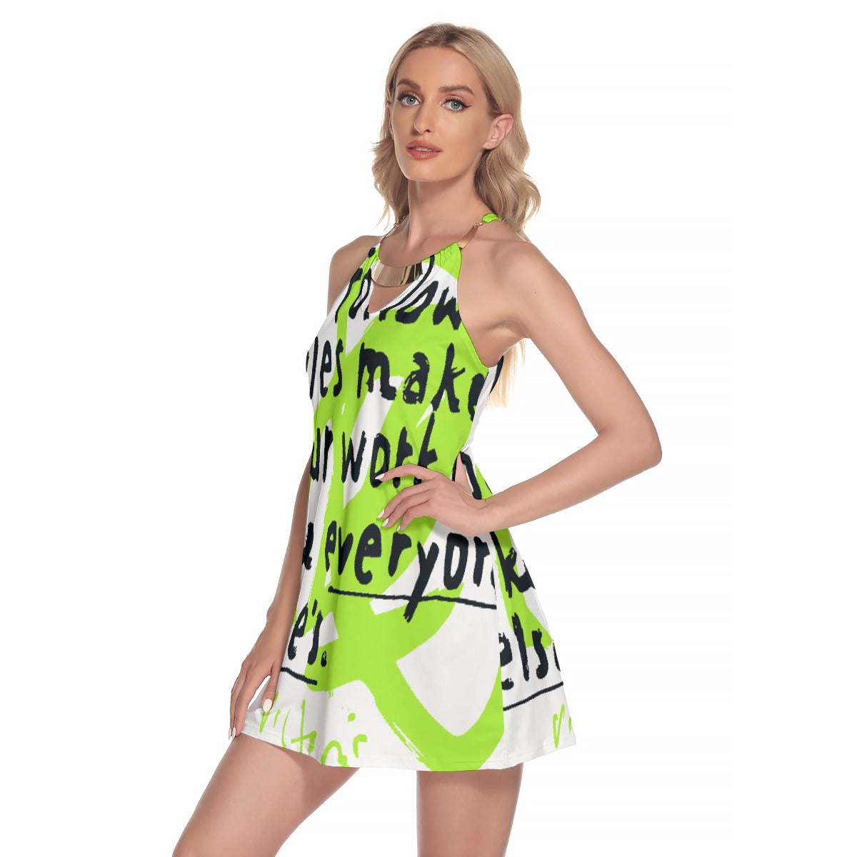 All-Over Print Women's Round Neck Above Knee Dress