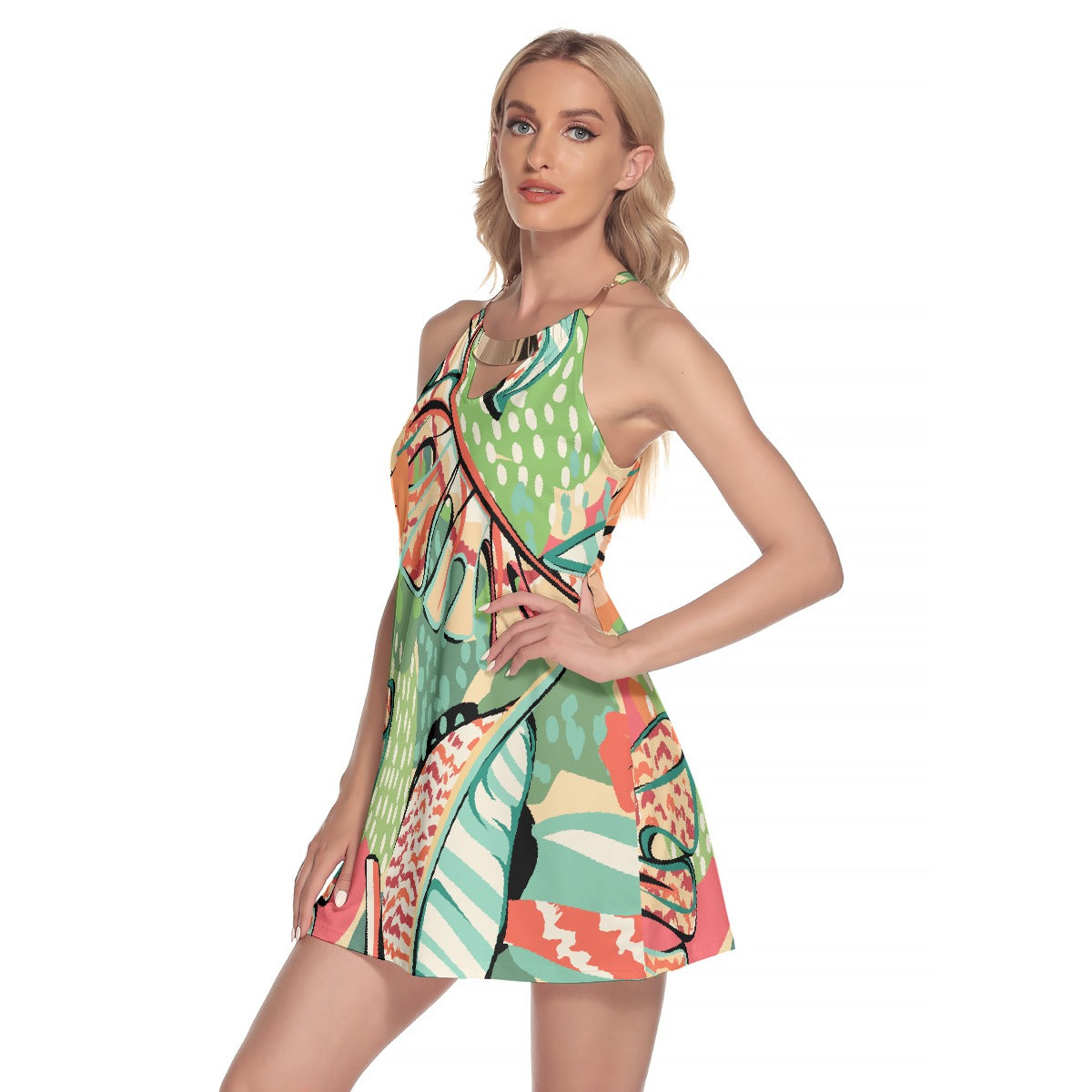 All-Over Print Women's Round Neck Above Knee Dress