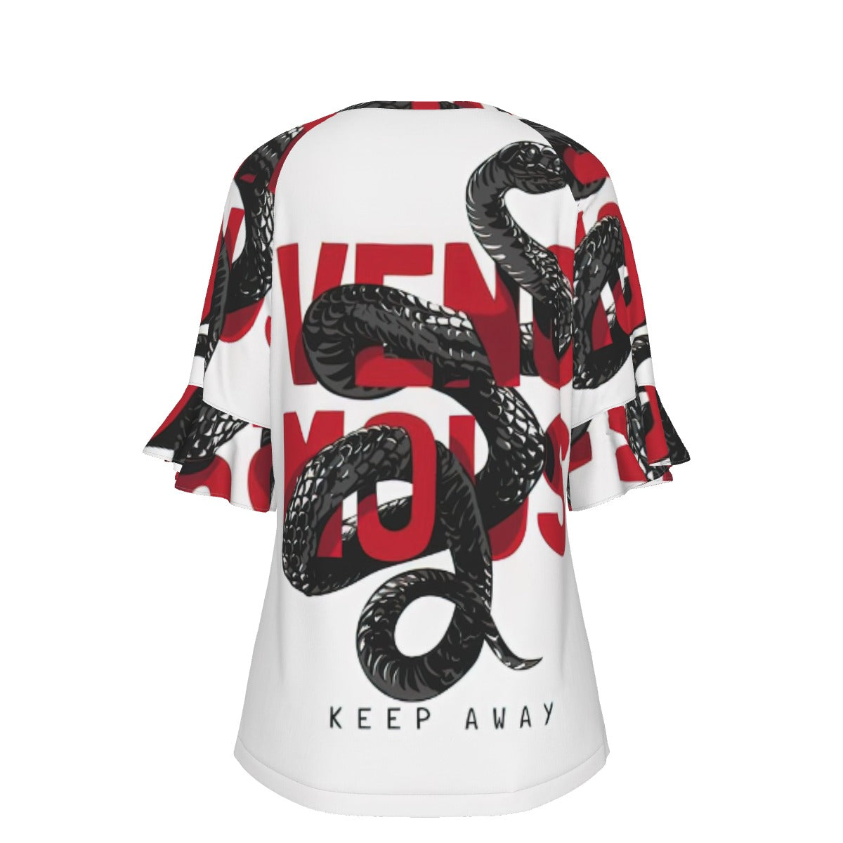 All-Over Print V-neck Women's T-shirt With Bell Sleeve