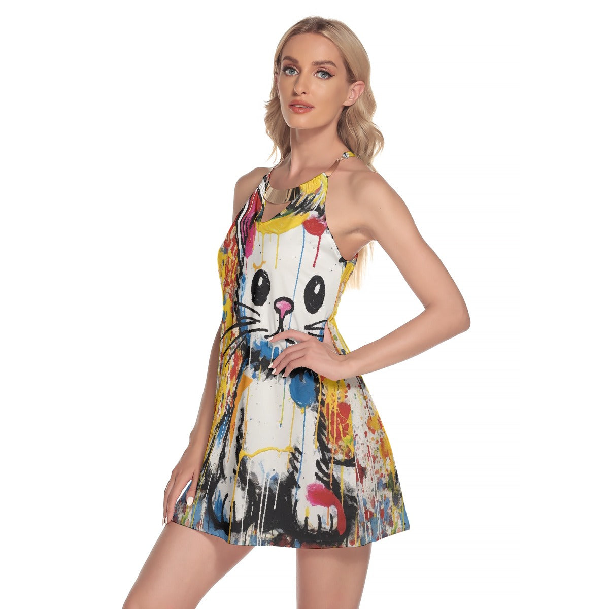 All-Over Print Women's Round Neck Above Knee Dress