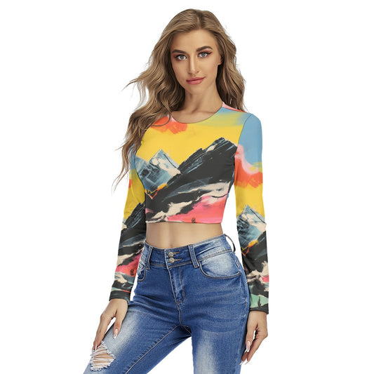 All-Over Print Women's Round Neck Crop Top T-Shirt