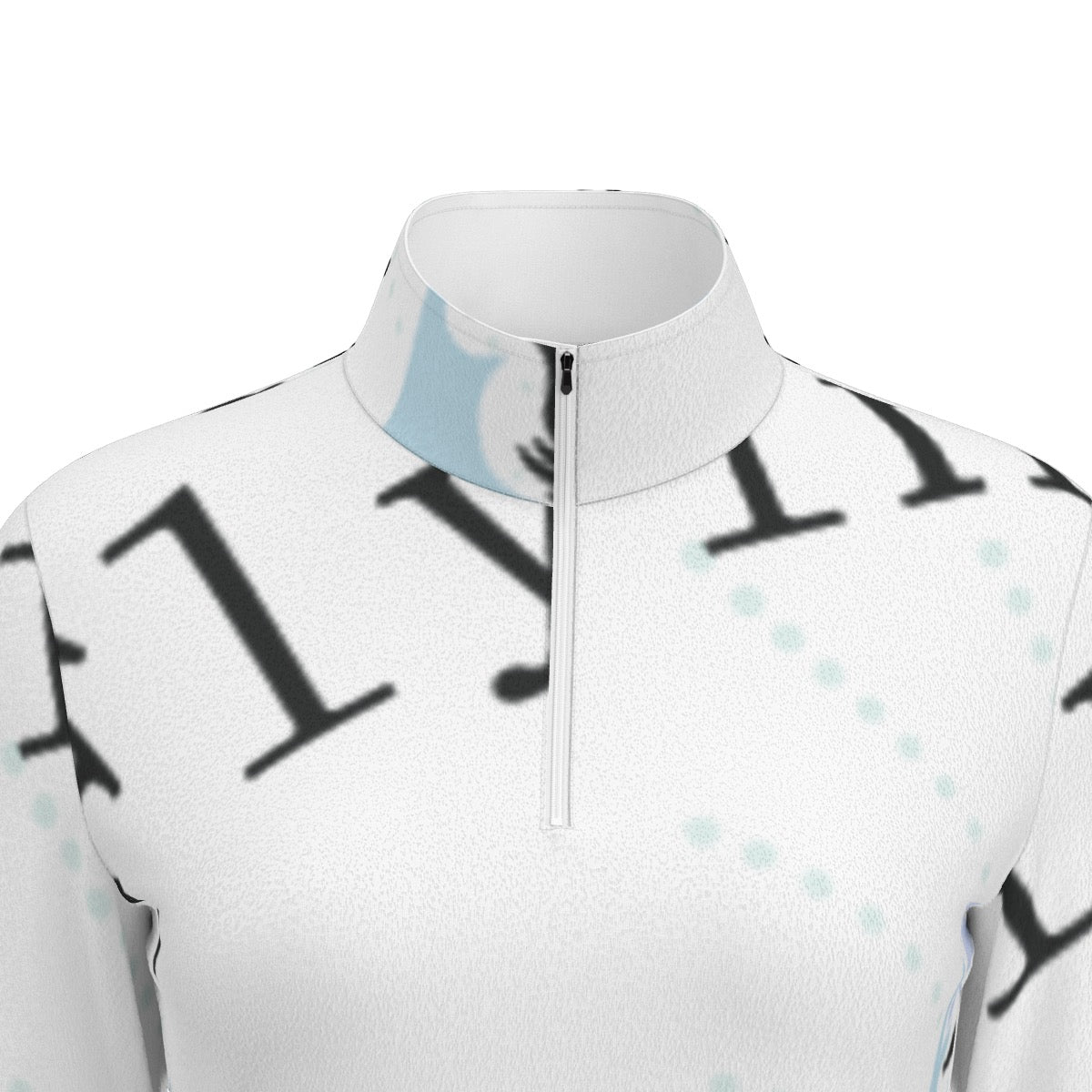 All-Over Print Women's Sports Collar Jersey With Long Sleeve