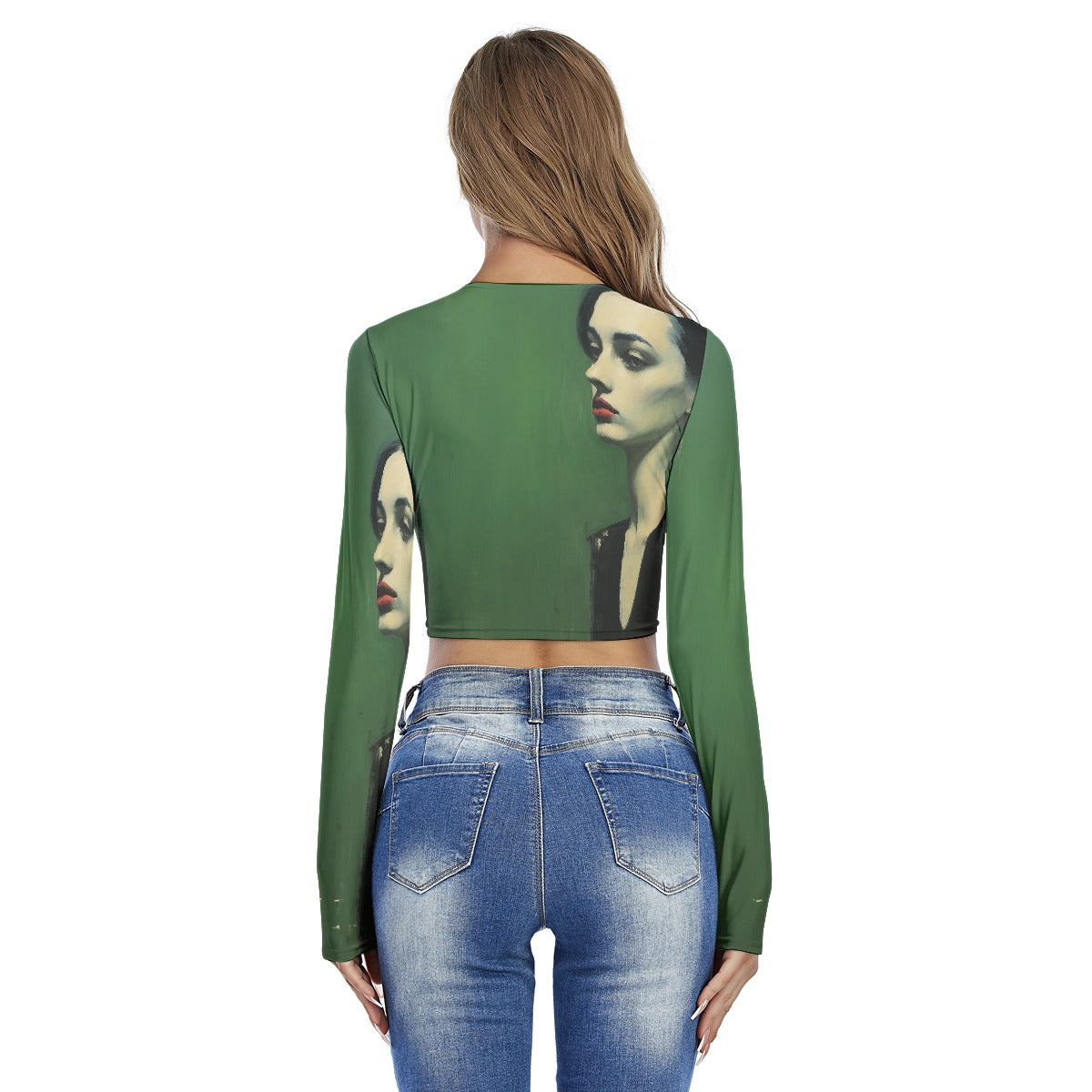 All-Over Print Women's Round Neck Crop Top T-Shirt