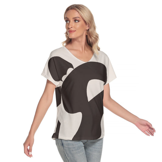 All-Over Print Women's Loose V-neck Short Sleeve T-shirt